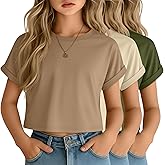 YooAurvox 3 Pack Girls Crop Tops Short Sleeve Crew Neck Shirts Kid Athletic Rolled Cuff Tee Fashion Casual Basic Teen Clothes