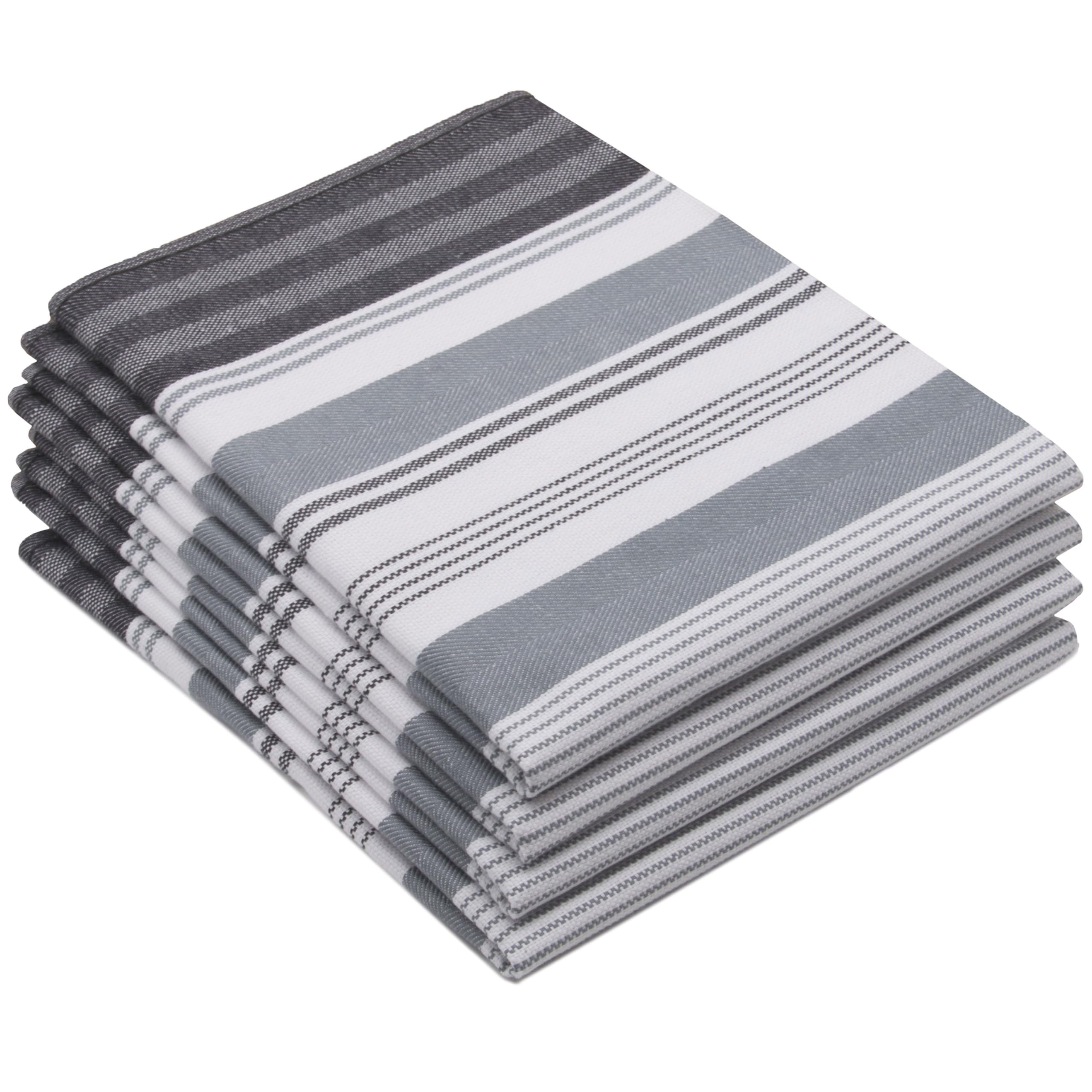 ZOLLNER pack of 4 tea towels, kitchen towels, cotton, 50x70 cm, grey striped