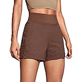 CRZ YOGA Women's Lightweight Mid Rise Hiking Shorts 4'' - Stretch for Athletic Summer Travel Outdoor Golf with Zip Pockets