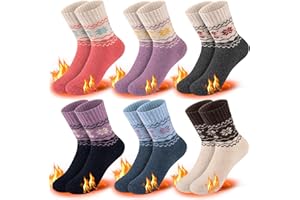 Comfoex Kids Winter Wool Socks Girls Thick Thermal Cozy Warm Socks 4-6 6-8 8-10 Years Old for Kids 6 Pairs