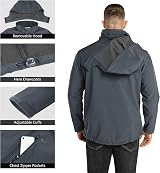 33,000ft Men’s Waterproof Softshell Fleece Lined Jacket Dark Grey XXL view 2