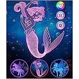 Mermaid Gifts for Girls Kids Toys - Stocking Stuffers Mermaid Night Light Remote 16 Colors Changing, Mermaid Decor 3D Bedside