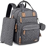 Diaper Bag Backpack, iniuniu Large Unisex Baby Bags for Boys Girls, Waterproof Travel Back Pack with Diaper Pouch, Washable C