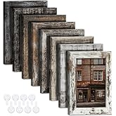 Bagous 4x6 Picture Frames Set of 8, Vintage Rustic Farmhouse Industrial Style Photo Frames, High Definition Real Glass, for Tabletop or Wall Hanging