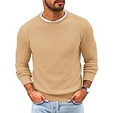 Runcati Mens Crewneck Sweater Casual Textured Knitted Thermal Pullover Sweaters