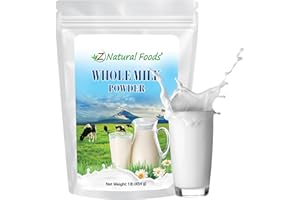 Z Natural Foods Premium Whole Milk Powder - Powdered Milk for Baking, Cooking, Drinks - Dry Milk Powder, Pasteurized, Non-GMO, Gluten-Free, Kosher-Certified, 1 lb