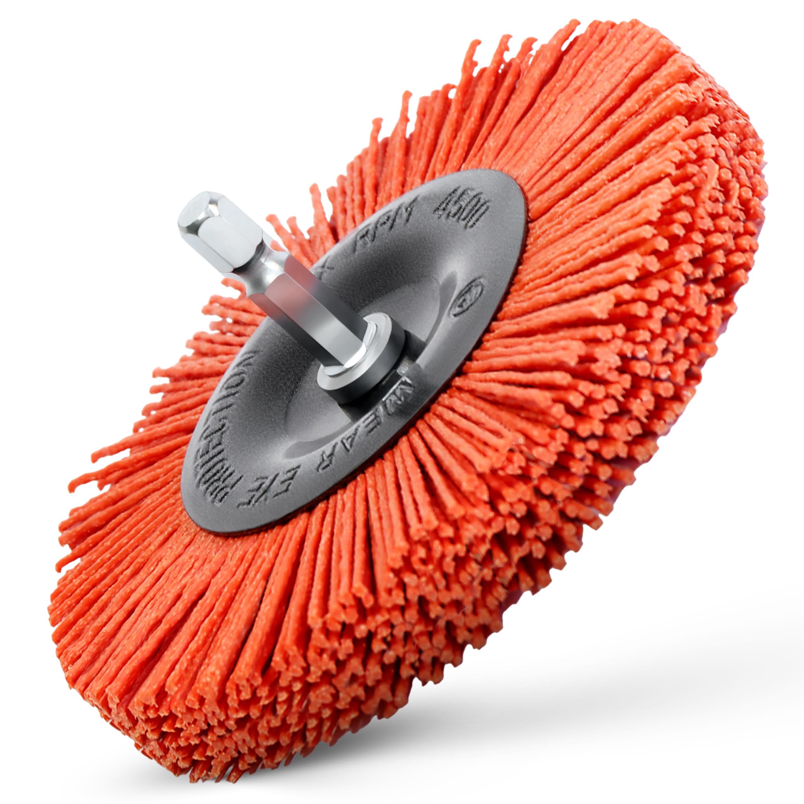 S&R Nylon - Disc Brush/Wire Brush Drill Bit 100 mm, hexagonal shaft 1/4' (6.35 mm) with AGGRESSIVE-NYLON-WIRE for cleaning and polishing wood and metal