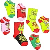 Bioworld Dr. Seuss Kids How GRINCH Stole Christmas Week Of Socks Mix and Match 7 Pairs Gift Box Set (Sock Size 7-9)