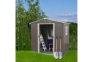 Ucloveria 6' x 5' Outdoor Storage Shed with Floor Base & Window, Metal Garden Shed Utility Tool Bike Storage Shed with Lockable Sliding Doors and Vents, Weather-Resistant Backyard Shed for Storage