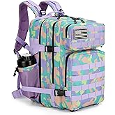Lovelinks21 45L Tactical Assault Backpack 3 day assault pack with Molle Waterproof backpack Rucksack for Tactical Backpacks (PurpleGreenYellow)