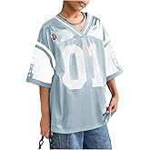 Verdusa Girl's Jersey Shirts Y2k Tops Letter Print Soccer Half Sleeve Number T Shirt