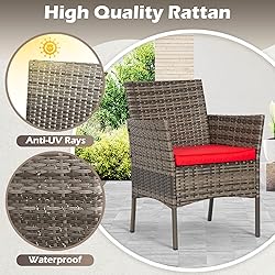 FDW | 4-Piece Patio Furniture Set | Gray & Red