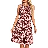 CVCPP Women's T-Shirt Dress Casual Pleated Crewneck Sleeveless Loose Flowy Midi Tank Summer Dresses 2025 with Pockets