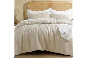 David's Home Waffle Weave Comforter Set 3PCS King Size, Soft Breathable Lightweight Cozy Skin-Friendly Warm for All Season, E