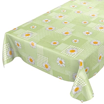 ANRO Wachstuchtischdecke Wachstuch Wachstischdecke Tischdecke Kamille Patchwork Grün 220x140cm