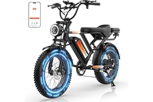 AOVOWHEEL Electric Bike for Adults 20" Fat Tire Electric Dirt Bike with 48V 18Ah Battery 50-70 Miles Electric Motorcycle Ebikes, 1000 Peak Motor 31MPH Top Speed E-Bikes, APP, 2 Seater, Full Suspension
