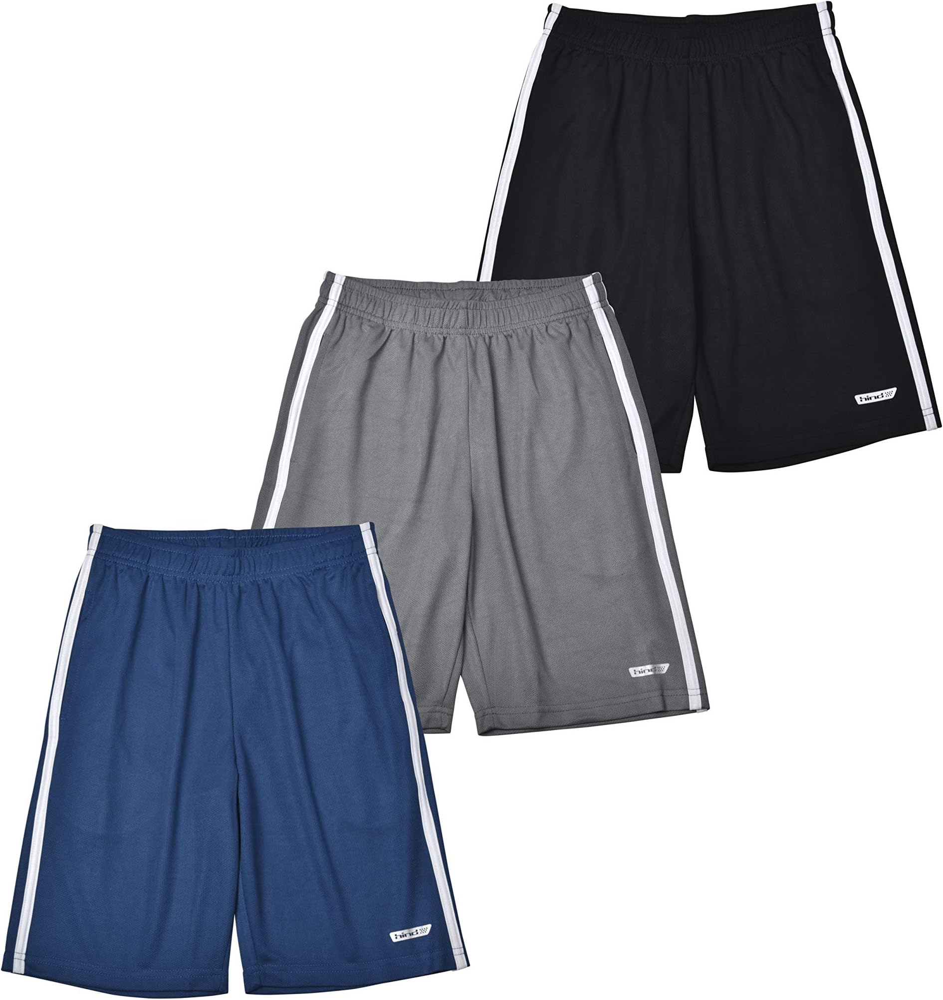 3-Pack Boys Basketball Shorts, Athletic Performance Shorts for Boys