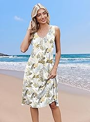 Zeagoo Women Summer Swing Midi Tunic Dress with