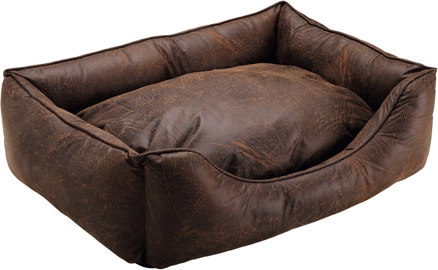 leather look dog bed