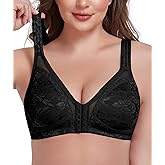 UPGAMR Women's Full Coverage Front Closure Bra Back Support Posture Comfort Wirefree Non Padded Plus Size