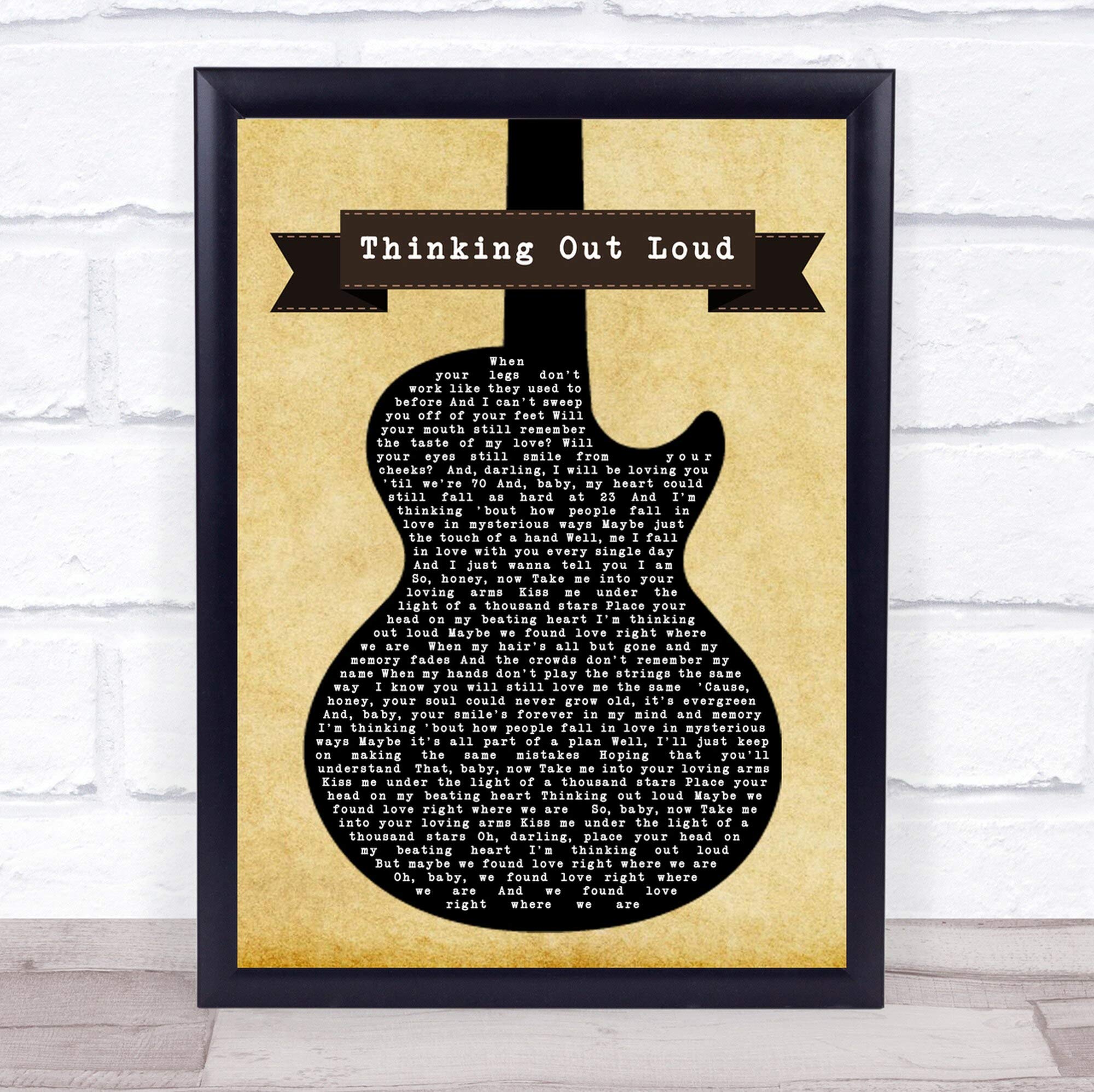 Elyvato #Ed #Sheeran #Thinking Out Loud Black Guitar Song Lyric Quote Print Poster Wall Art Home Dec