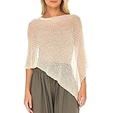 SHU-SHI Womens Sheer Knit Poncho Shrug Lightweight Cover Up One Size Fits Most