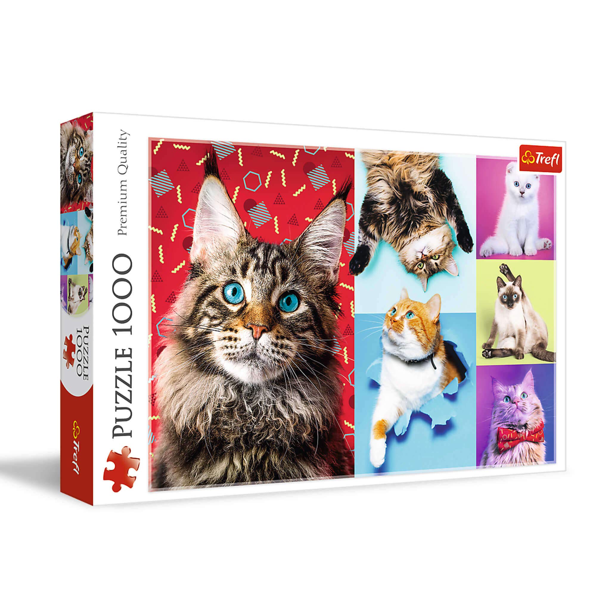 Trefl 1000 Elements Collage Cute Funny Cat Cat Tea Creative Entertainment Gift Fun Classic Puzzles Color Happy Lustige Katzen 10591