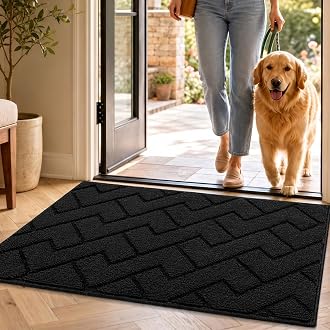 hicorfe Indoor Doormat,Welcome Door Mat TPR Backing Non Slip Mats 20"x32" Absorbent Resist Dirt Entrance Doormat Inside Floor for Entryway Washable Lo