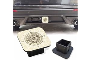 Sutmore Trailer Hitch Cover, Vintage Nautical Compass Hitch Cover Rubber Towing Hitch Plug Covers, Square 2 Inch Receiver Tube Plug Cap for Trucks Cars SUVs