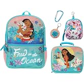 BIOWORLD Girls Moana Tropica Kids 5-Piece School Backpack (Little Kid/Big Kid) Blue One Size