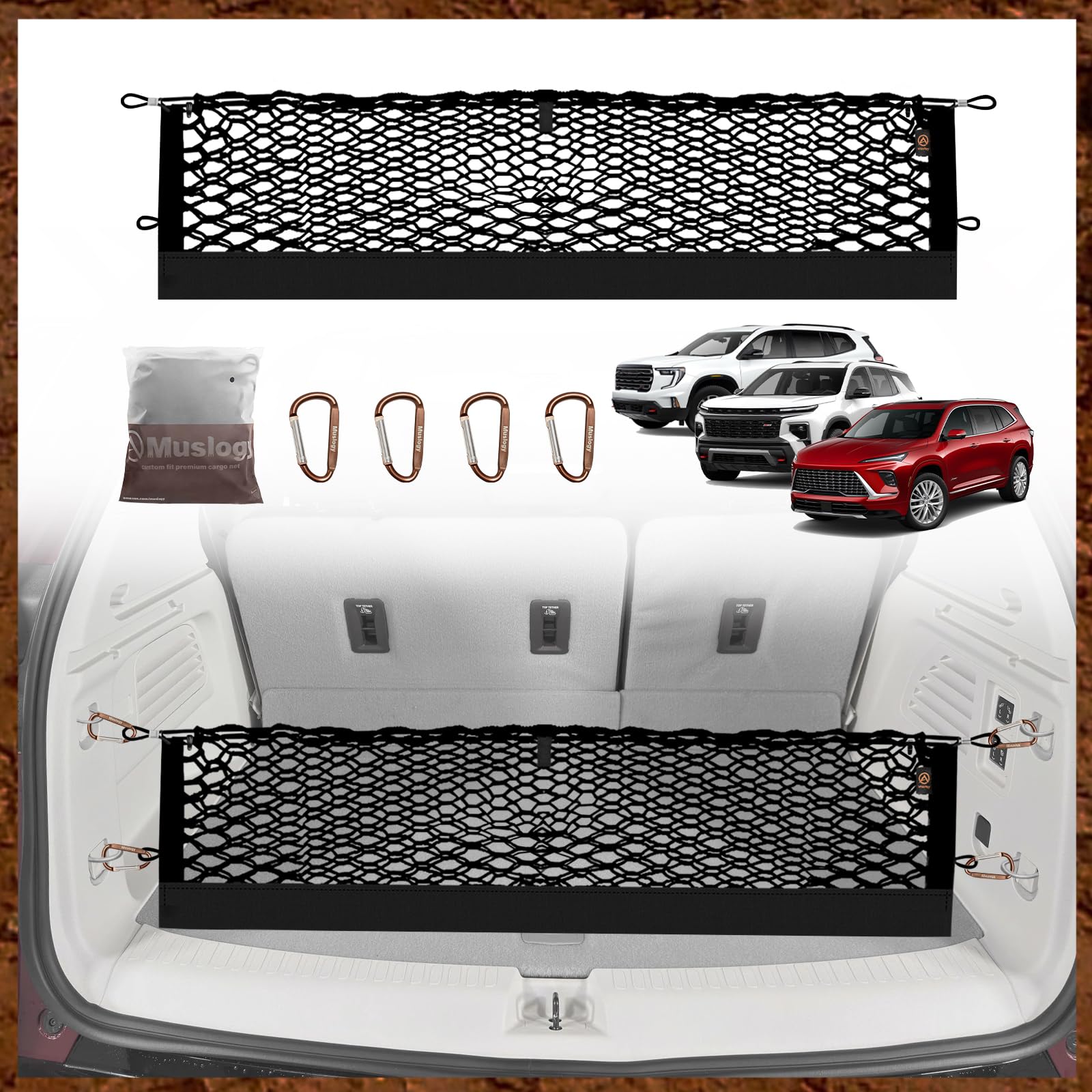 thumbnail image 2 of Envelope Style Trunk Cargo Net For Chevrolet Camaro 2000-2020 – Black Nylon – Xotic Tech 2 of 5