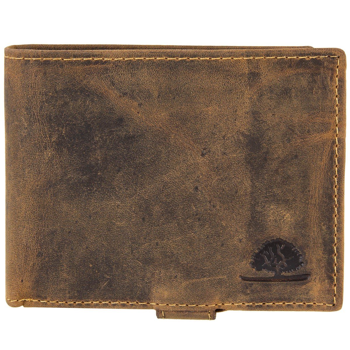Greenburry Brown Vintage Leather Wallet, 6 Card Slots, Coin Pocket, Safety Tab, Men's Adult Wallet