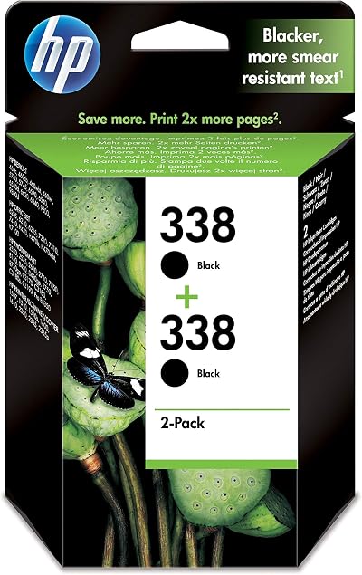 HP 338 Black Ink Cartridge 2 Pack For HP Deskjet 5740 6540 6840