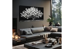 JuhaiArt Rose Tree Canvas Art for Living Room Bedroom White Wall Decorations Prints Floral Picture Black Artwork Home Office 24"x 48"