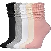JORMATT Slouchy Socks for Women Cotton Boots Scrunch Slouch Crew Socks 5 Pairs