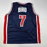 Facsimile Autographed Larry Bird United States Team USA Olympics Blue Reprint Laser Auto Basketball Jersey Size Men's XL