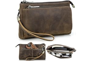 CataPurus Electronic Organizer Zipper Bag Tech Kit, Top Grain Leather Handmade, Portable Compact Travel Apple Accessories Sto