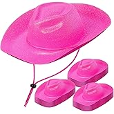 Shyyween 24Pcs Western Cowgirl Hats Bulk New Year 2026 Eve Party Supplies Plastic Neon Glitter Cowboy Party Hat for Men Women