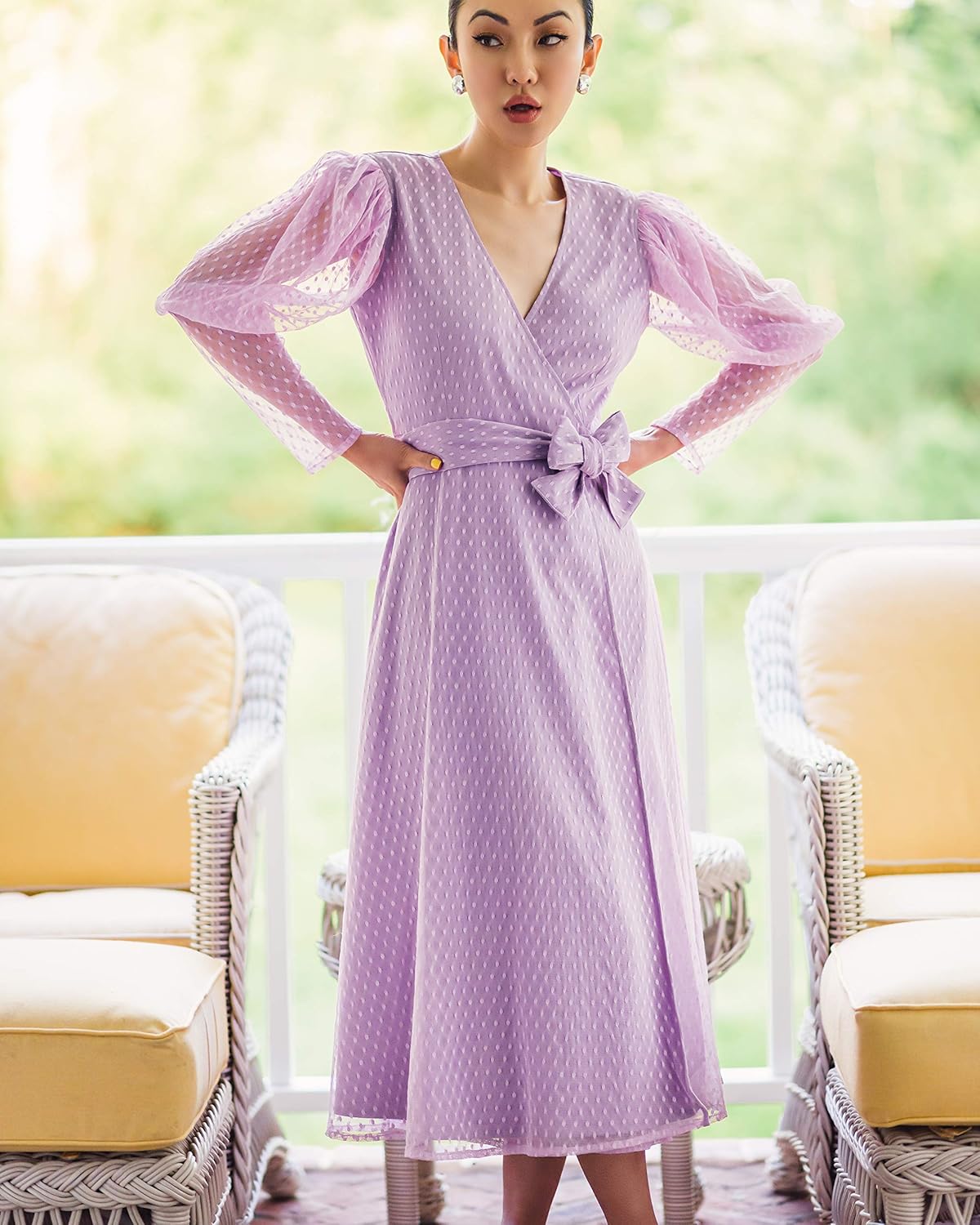 lavender maxi wrap dress