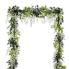 DearHouse 4Pcs 6.6Ft/piece Artificial Flowers Silk Wisteria Garland Artificial Wisteria Vine Rattan Silk Hanging Flower For Home Garden Outdoor Ceremony Wedding Arch Floral Decor (White)