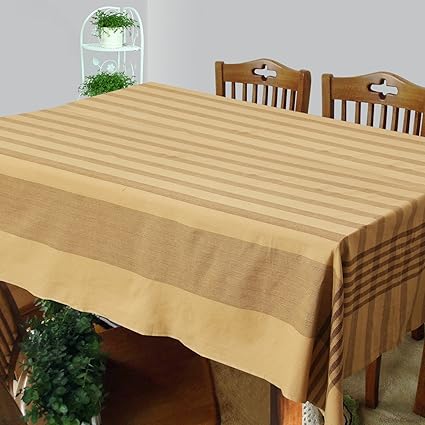 Dhrohar Cotton Woven Table Cover for 6 Seater Table - Brown