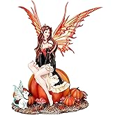 Pacific Giftware Autumn Fairy Sitting on The Pumpkin Figurine Statue