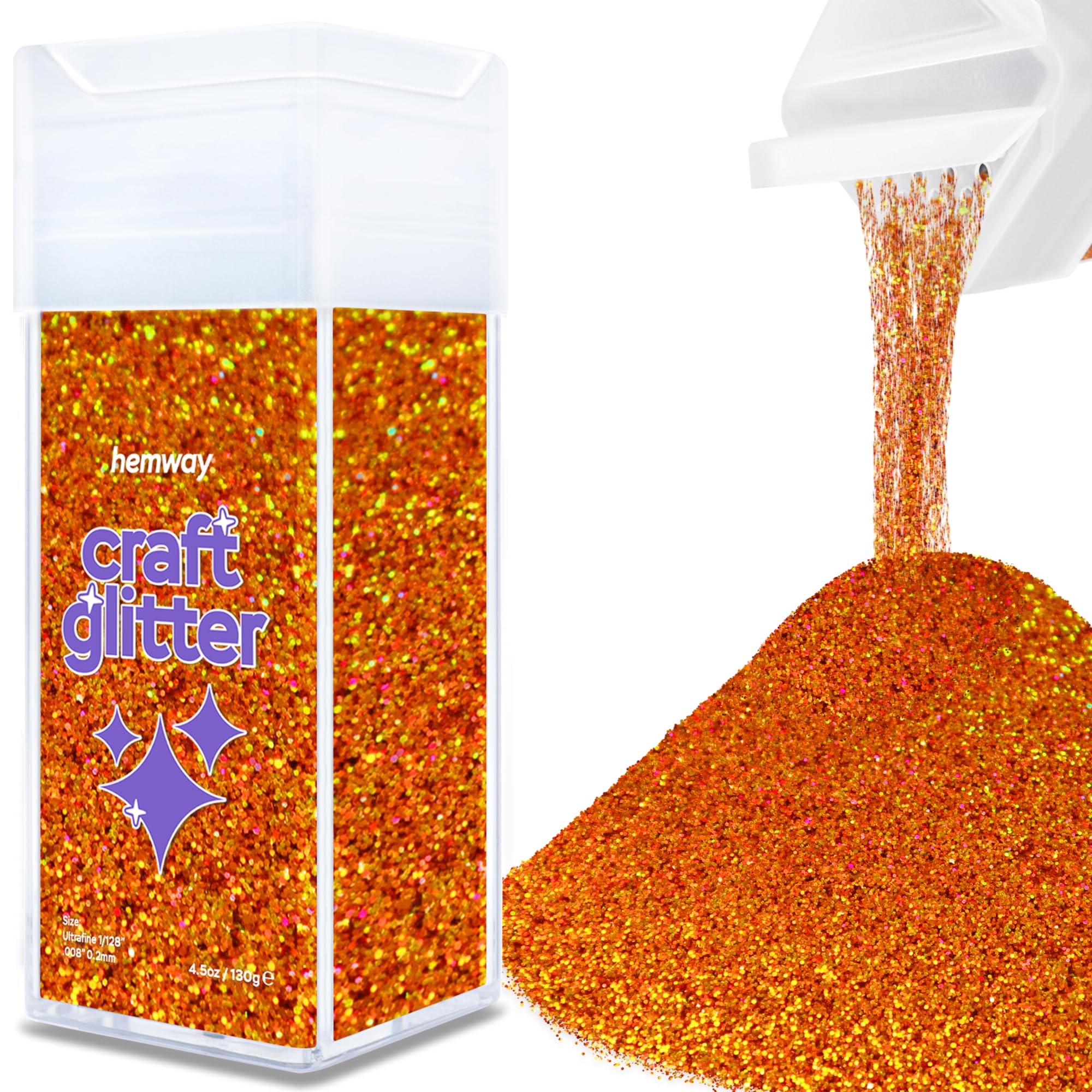 Hemway Glitter Shaker Copper Holographic 110g Ultrafine, Craft Glitter Shaker for Resin & Epoxy Crafts, Christmas Art Supplies, Nail, Body, Face, Eye, Festival, Crafting, Slime, Sparkle — image 1