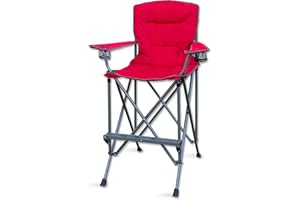 RMS Extra Tall Folding Chair - 31" Seat Height Director Chair for Camping, Home Patio and Sports - Portable and Collapsible with Footrest and Carrying Bag - Up to 300 lbs Weight Capacity (Red)