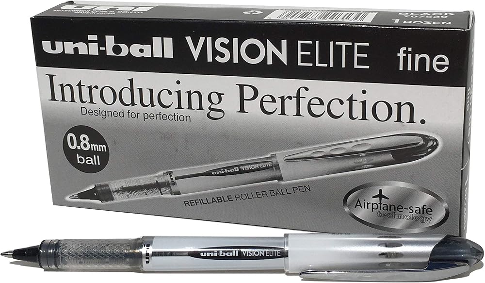 Uni-ball UB200 Vision Elite Rollerball Pen 0.8mm Black Ref 9007000 Pack of 12
