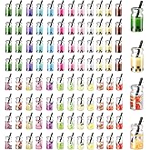 Hicarer 104 Pcs Milk Tea Charms Mini Colorful Bottle Charms Fruit Juice Pendant for DIY Jewelry Craft Earring Keychain