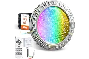 SURAIELEC 12V AC Pool Lights for Inground Pool, 10 inch Color Changing LED Pool Light with Remote Control, 300W Equivalent, Underwater Swimming Pool Light Fixture for Large Wet Niches, 50FT