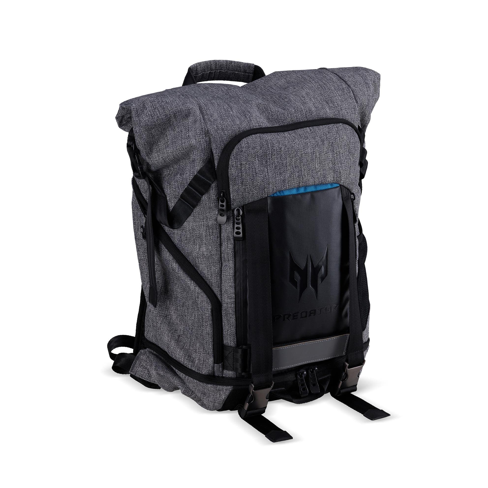 Acer Predator Accessories - Gaming Rolltop Backpack (for all 15" notebooks, waterproof, 35.5 liter capacity, all equipment in one bag) Grey,NP.BAG1A.290,Upto 15 inches