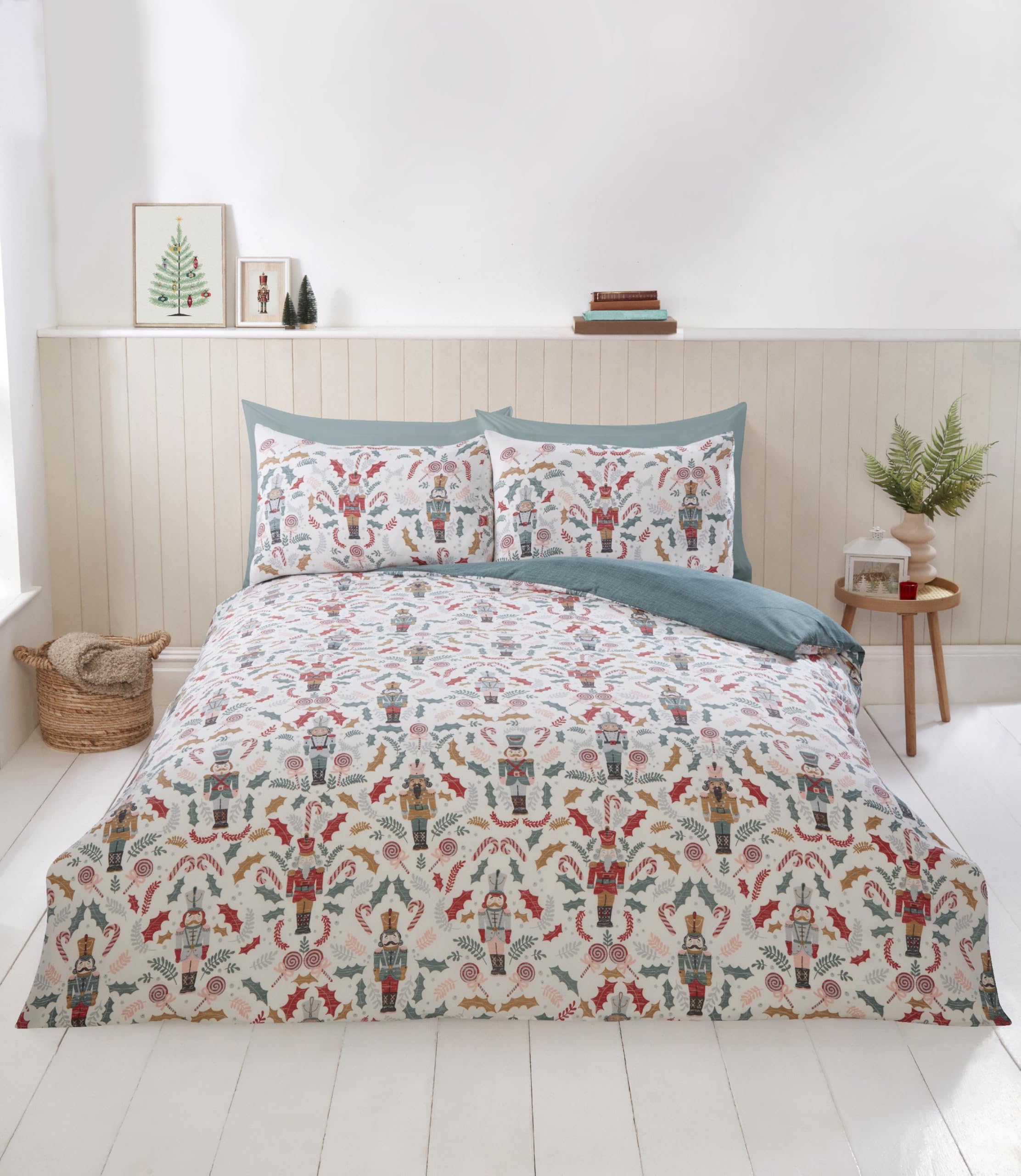 Rapport home Nutcracker Christmas Double Duvet Cover Set | Festive Microfibre Bedding with Pillowcases | Vibrant Multicolor Holiday Design | Easy Care & Cozy Comfort