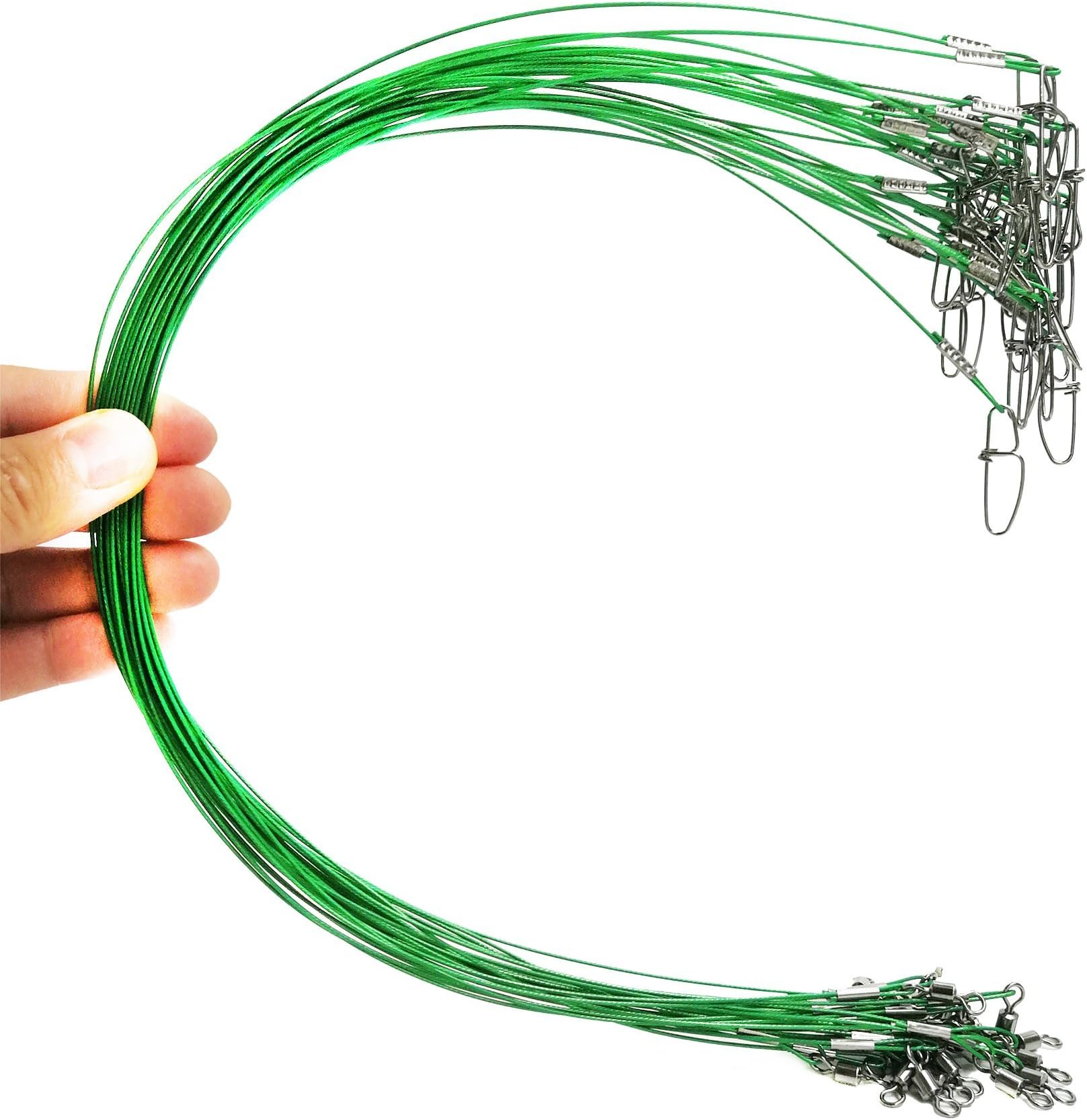 Fishing Wire Leaders for Saltwater: 30pcs Stainless Steel Line Leaders Nylon-Coated 19" - 100 LB High Strength Wire Rig for Shark Barracuda Pike Fishing